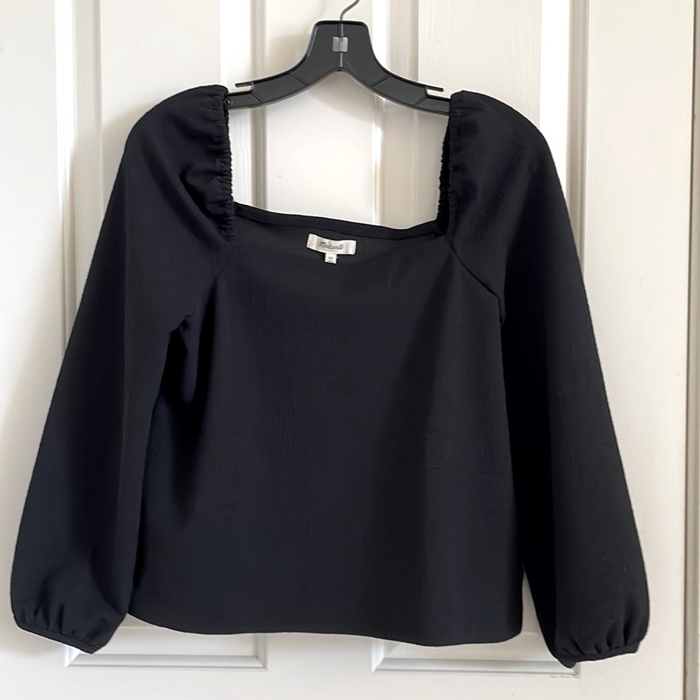 Madewell Crepe Square-Neck Puff-Sleeve Top